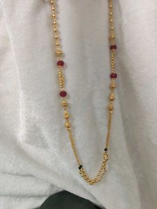 Elegant Gold &amp; Ruby Beaded Chain