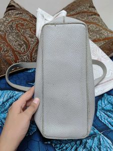 Stylish Grey Faux Leather Handbag