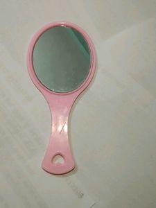 Mirror With Handle In Pink Colour