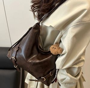 Stylish Brown Faux Leather Hobo Bag