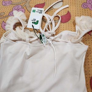 Cream Sweetheart Neckline Top