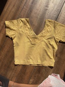 Golden Slip On Saree Blouse