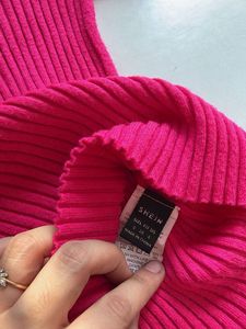 Hot Pink Cut-Out Ribbed Knit Top