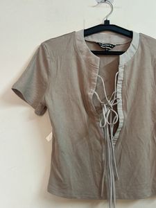 Boho Lace-Up Crop Top