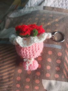 Handmade Crochet Rose Bouquet Keychain
