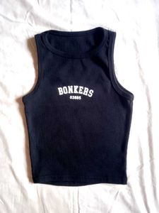 Black Ribbed "Bonkers" Crop Top