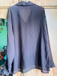 Sheer Brown Button-Up Shirt