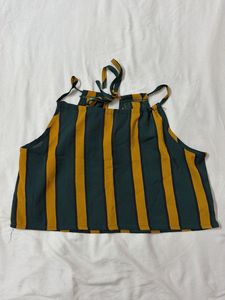Striped Lace-Up Crop Top