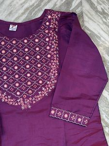 Elegant Purple Kurta Set with Embroidery