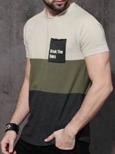 Roadster Men Beige Colourblocked Raw Edge T-shirt