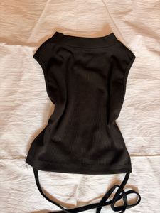 Black Sleeveless Wrap Top