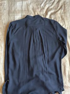 Classic Black Band Collar Shirt