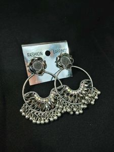 Boho Oxidized Jhumka Earrings