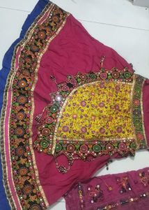 Garba dress pink Embroidered Lehenga Choli Set