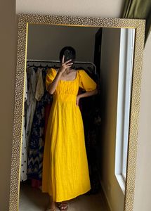 Yellow Linen Cotton Maxi Dress