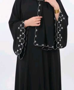 Embroidered Black Abaya with hijab