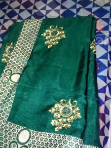 Emerald Green Embroidered Saree