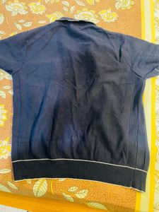Snitch brand Navy Blue Button-Up Knit Top
