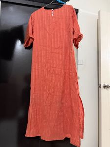 Orange Striped Kurta
