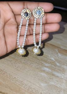 Pearl &amp; Rhinestone Dangle Earrings