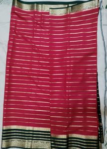 Beautiful Red & Gold Striped Saree