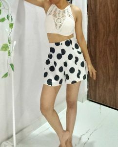 Polka Dot Shorts &amp; Crochet Top Set