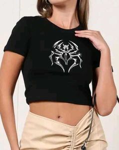 Shein Short Sleeves Graphic Chest Print Crew Tshir