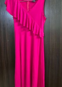 Chic Rani Pink Ruffled V-Neck Dress