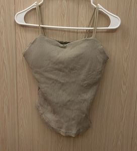 Ribbed Spaghetti Strap Padded Top