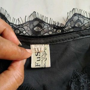 Elegant Black Velvet Lace Trim Dress