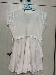 Boho Crochet Trim White short kurta