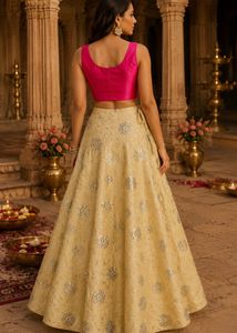 Aesthetic Yellow pink crop top skirt set