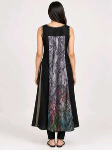 Elegant Black Kurta with Embellished Neckline