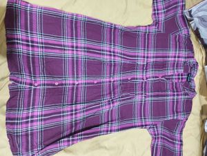 Purple Plaid Button-Up Shirt