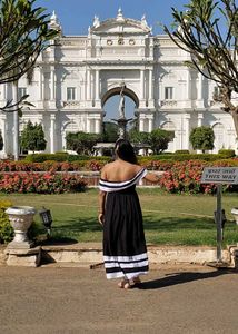 Chic Black &amp; White Off-Shoulder Maxi Dress