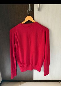 Red Sweater Top with Gold Button| Brand new