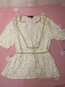 Elegant White Lace Button-Up Top