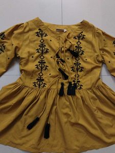 Mustard Yellow Embroidered Kurta