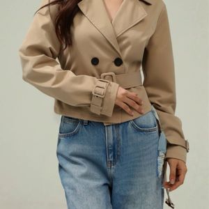 Belted Cropped Trench Coat