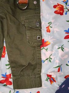 Olive Green Cargo Pants with Belt