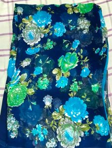 Beautiful Blue Floral Saree with blouse