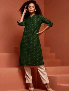 Fusion Green Printed Kurta