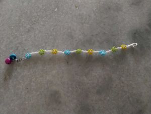 Beaded Anklet with Flower Charms