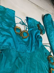 Elegant Teal Dupatta with Mirror Work