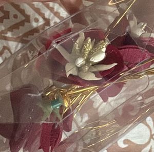 12 Maroon Velvet Floral Hair Pins