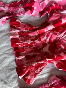 Chic Pink Floral Smocked Blouse