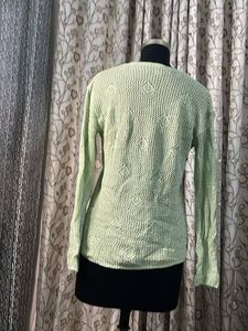 Light Green Knit V-Neck Sweater