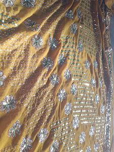 Gold Floral Embroidered Fabric