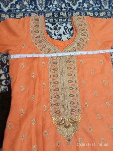 Elegant Peach Orange Kurta and bottom with Dupatta