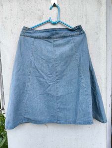 Denim A-Line Skirt With Inner Shorts